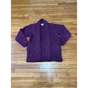 VTG 80s Carducci Mohair Fuzzy Cardigan Sweater Womens Medium Purple Open Front